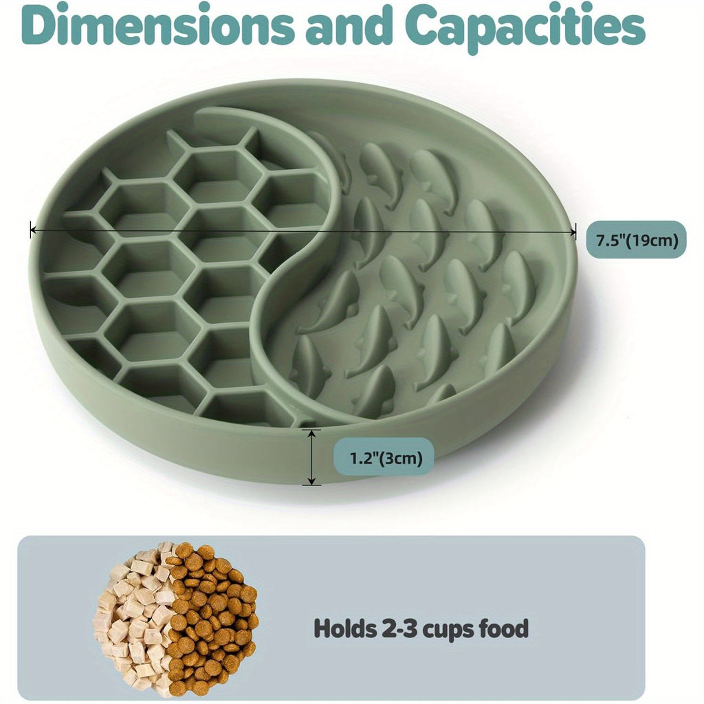 Slow Feeder Dog Bowls, Silicone Pet Food Bowls with Suction Cups, Non-Slip Dog Feeding Bowls Slow Down Pet Eating Speed for Fast Eaters, Anxiety Relief &amp; Fun Added (Green)