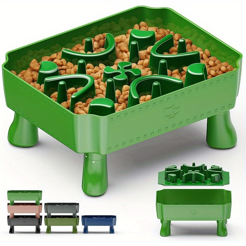 Slow Feeder Dog Bowls, 2 in 1 Dog Puzzle Slow Feeder for Large Breed, Maze Elevated Dog Food Bowl Anti-Choking Interactive Dog Feeding Bowls Slow Down Eating for Boredom&amp; Anxiety Blue