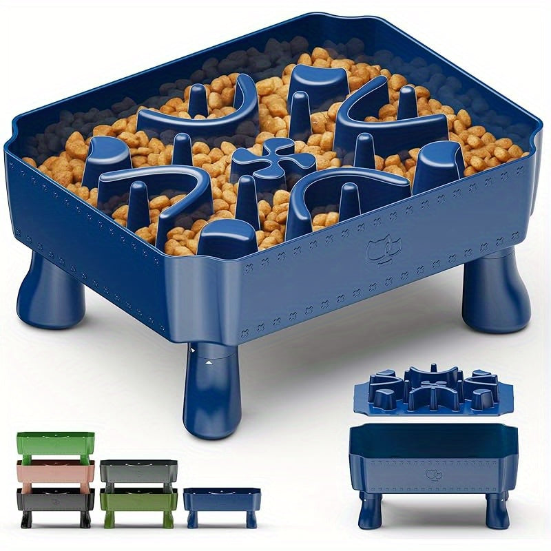 Slow Feeder Dog Bowls, 2 in 1 Dog Puzzle Slow Feeder for Large Breed, Maze Elevated Dog Food Bowl Anti-Choking Interactive Dog Feeding Bowls Slow Down Eating for Boredom&amp; Anxiety Blue