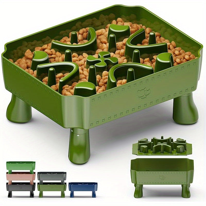 Slow Feeder Dog Bowls, 2 in 1 Dog Puzzle Slow Feeder for Large Breed, Maze Elevated Dog Food Bowl Anti-Choking Interactive Dog Feeding Bowls Slow Down Eating for Boredom&amp; Anxiety Blue