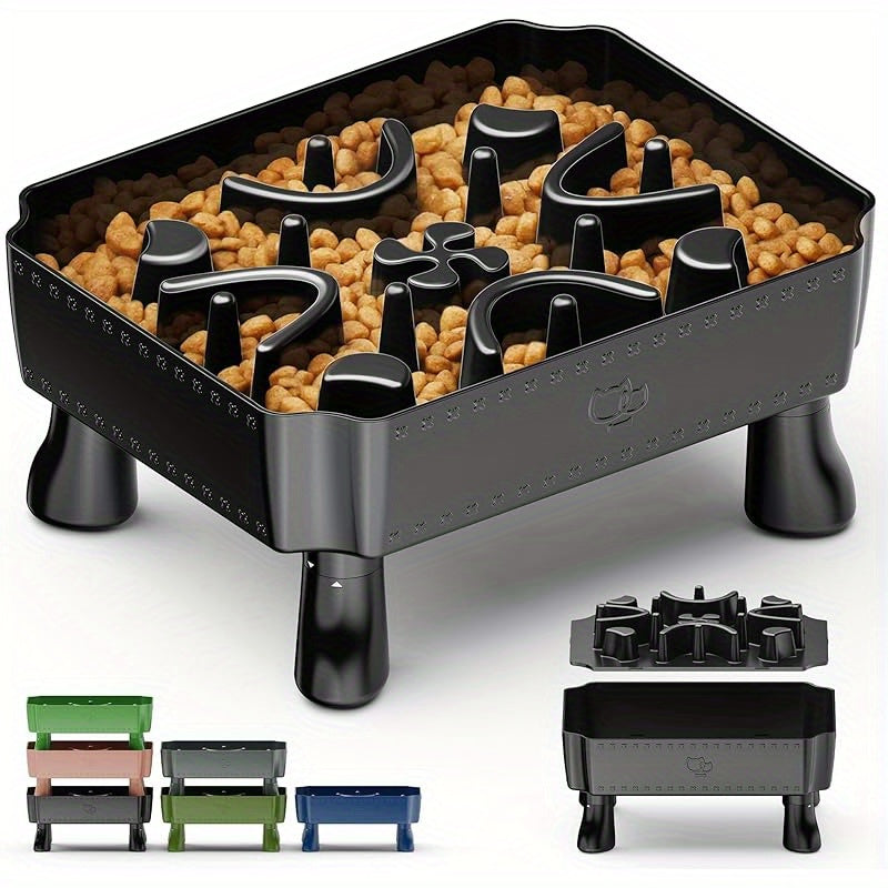 Slow Feeder Dog Bowls, 2 in 1 Dog Puzzle Slow Feeder for Large Breed, Maze Elevated Dog Food Bowl Anti-Choking Interactive Dog Feeding Bowls Slow Down Eating for Boredom&amp; Anxiety Blue