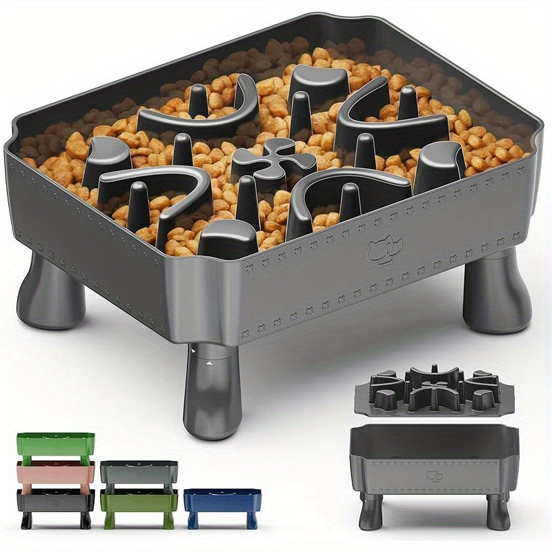 Slow Feeder Dog Bowls, 2 in 1 Dog Puzzle Slow Feeder for Large Breed, Maze Elevated Dog Food Bowl Anti-Choking Interactive Dog Feeding Bowls Slow Down Eating for Boredom&amp; Anxiety Blue