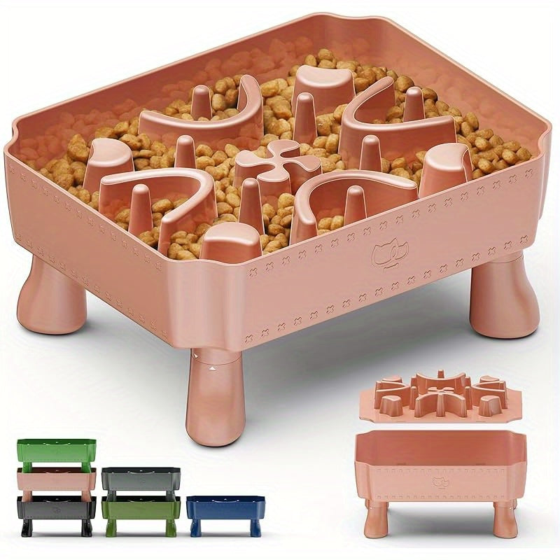 Slow Feeder Dog Bowls, 2 in 1 Dog Puzzle Slow Feeder for Large Breed, Maze Elevated Dog Food Bowl Anti-Choking Interactive Dog Feeding Bowls Slow Down Eating for Boredom&amp; Anxiety Blue