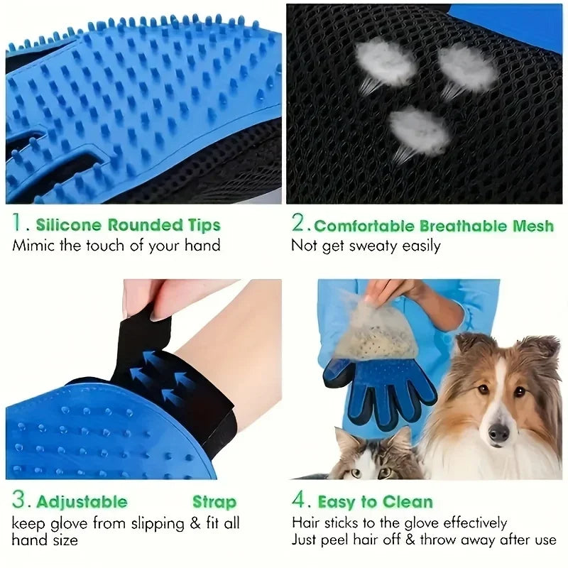 1pc Pet Grooming Gloves - Gentle Deshedding Brush for Dogs & Cats, Easy Clean,  Five Finger Design, Ideal for Long & Short Fur