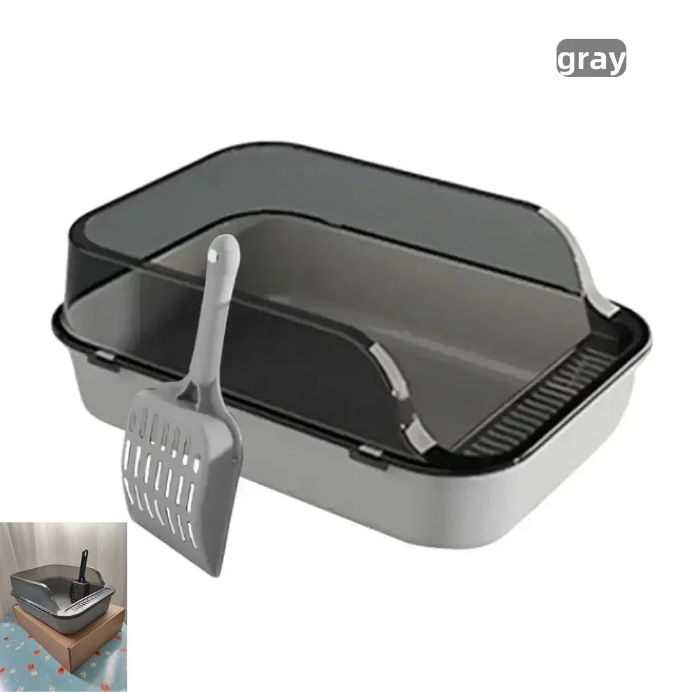 Cat Litter Box Set Large Fence Semi Enclosed Cat Litter Box Thickened Cat Toilet with Cat Litter Scoop Pet Supplies Cat Litter