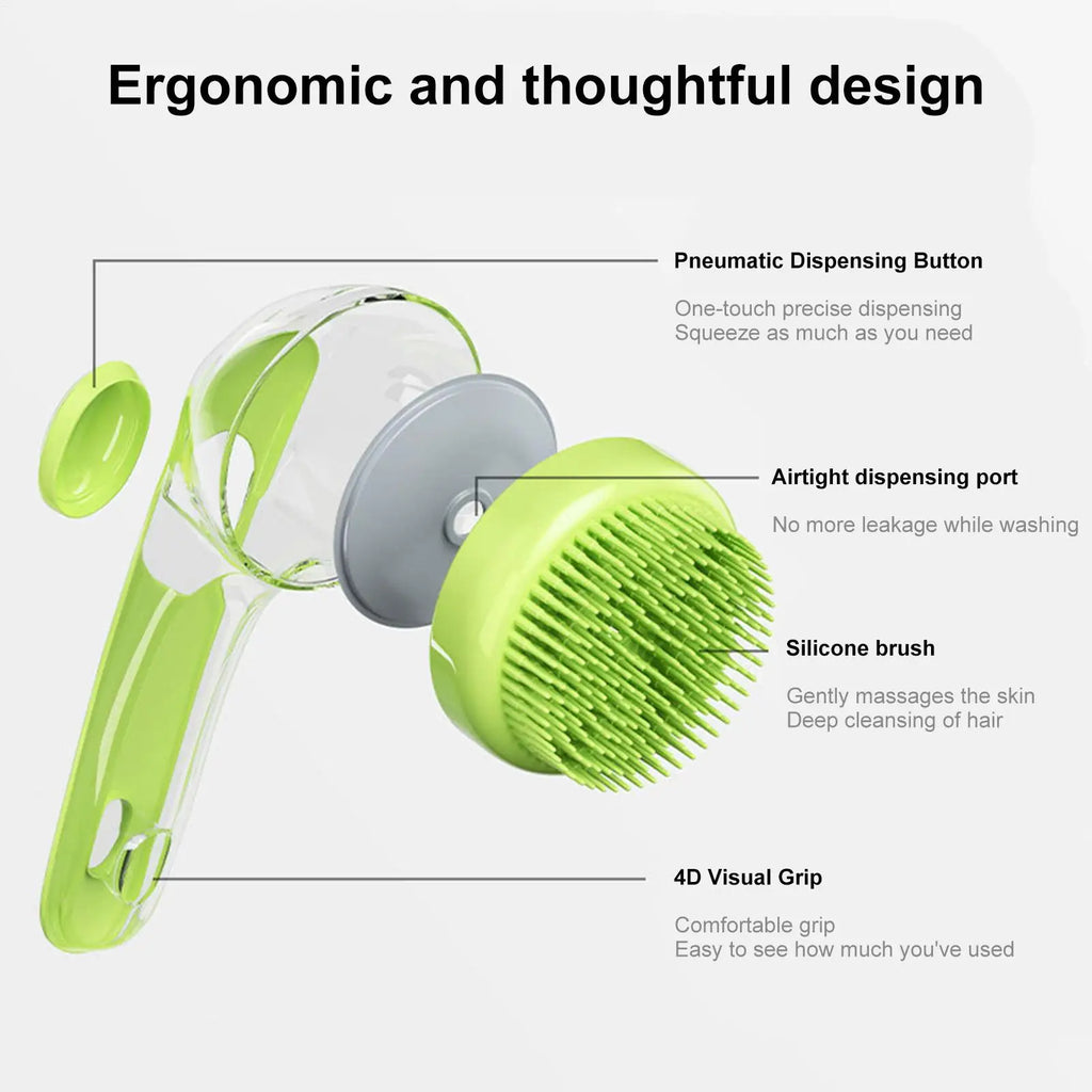 Dog Shampoo Brush Bathing Brush for Dog Bath Gentle Scrub Massager with Soap Dispenser Portable Washer Tool for Shower Massage