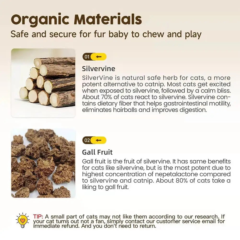 1pc Cat Toys Chew Stick Pet Snacks Sticks Natural Stuff with Catnip for Kitten Catnip Teasing Chew Toys Clean Teeth