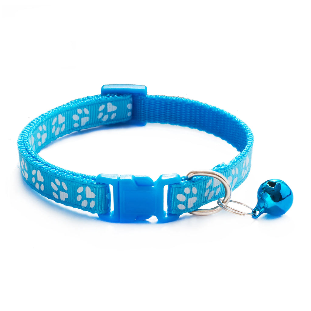 Pet Collar With Bell Cartoon Footprint Colorful Dog Puppy Cat Accessories Kitten Collar Adjustable Safety Bell Ring Necklace Pet