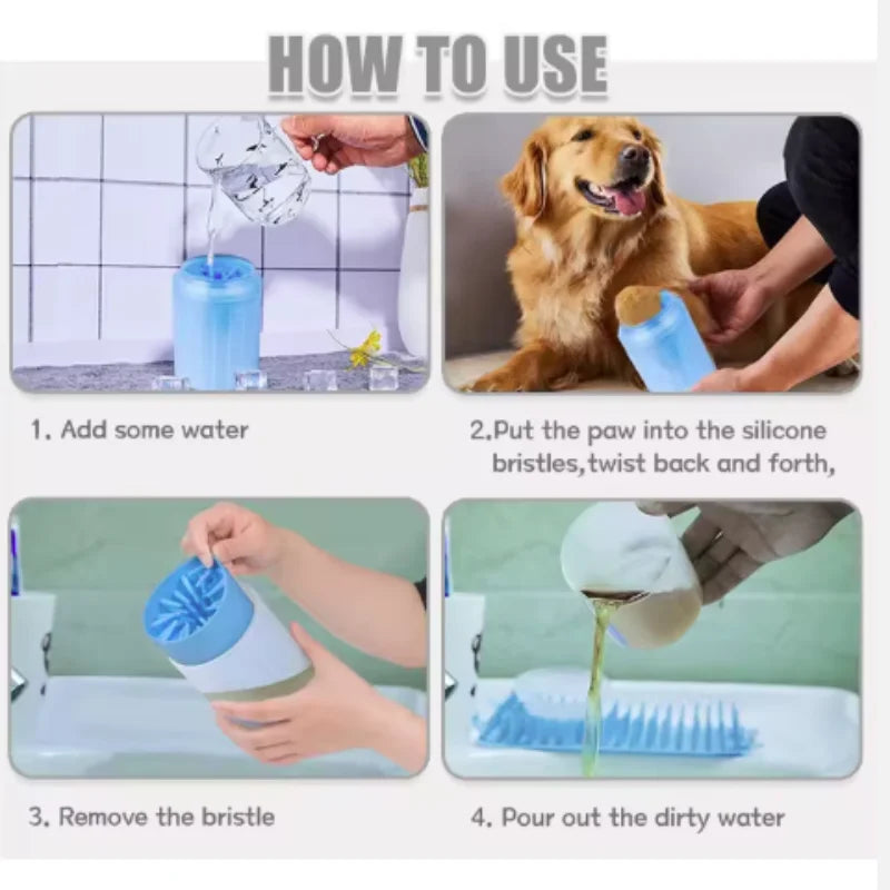Dog Paw Cleaner Cup Soft Silicone Combs Portable Outdoor Pet Foot Washer Paw Clean Brush Quickly Wash Foot Cleaning Bucket