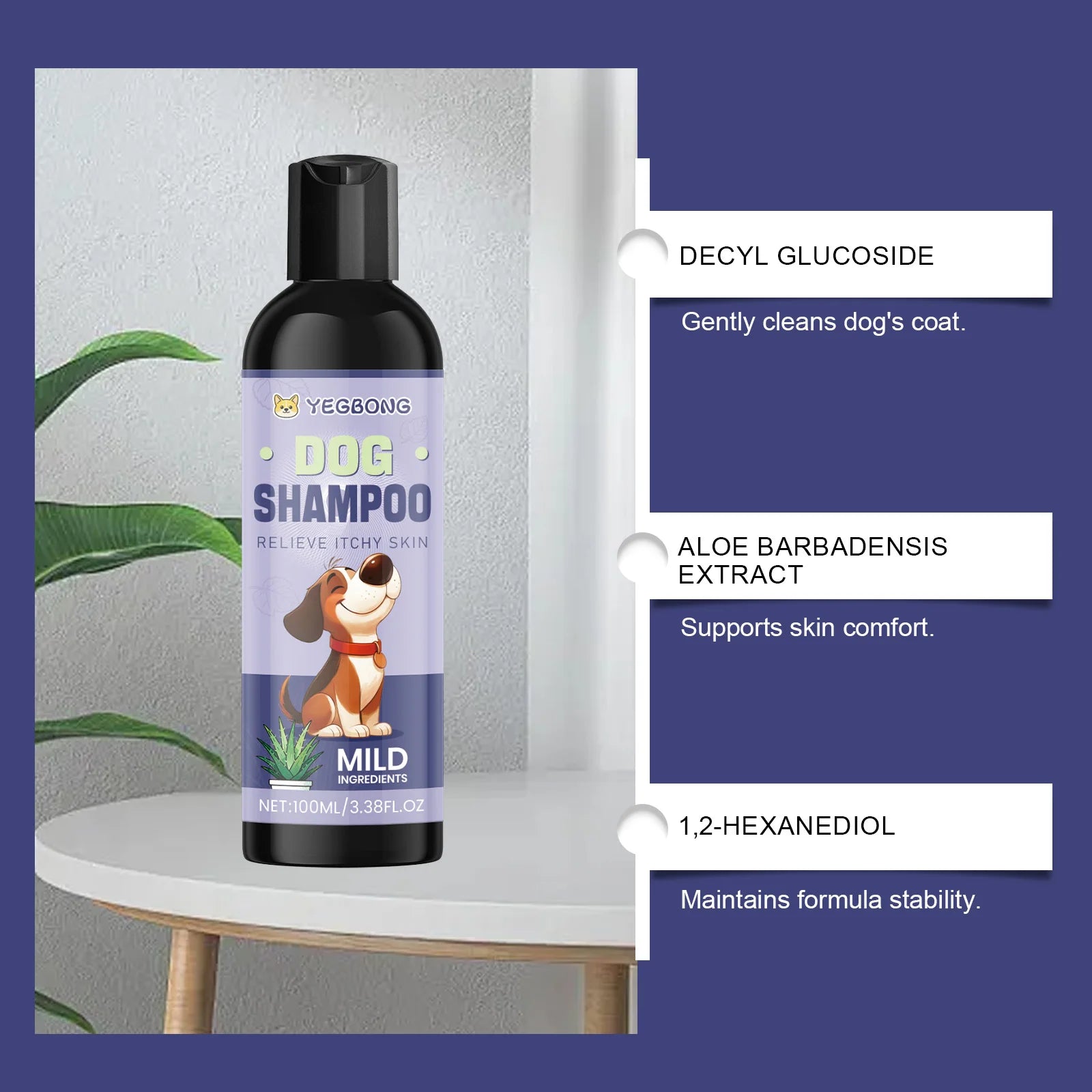 Dog Shampoo - Natural Gentle Formula, Deep Cleans Dirt & Odors, Nourishes Follicles, Keeps Fur Silky Soft & Lustrous