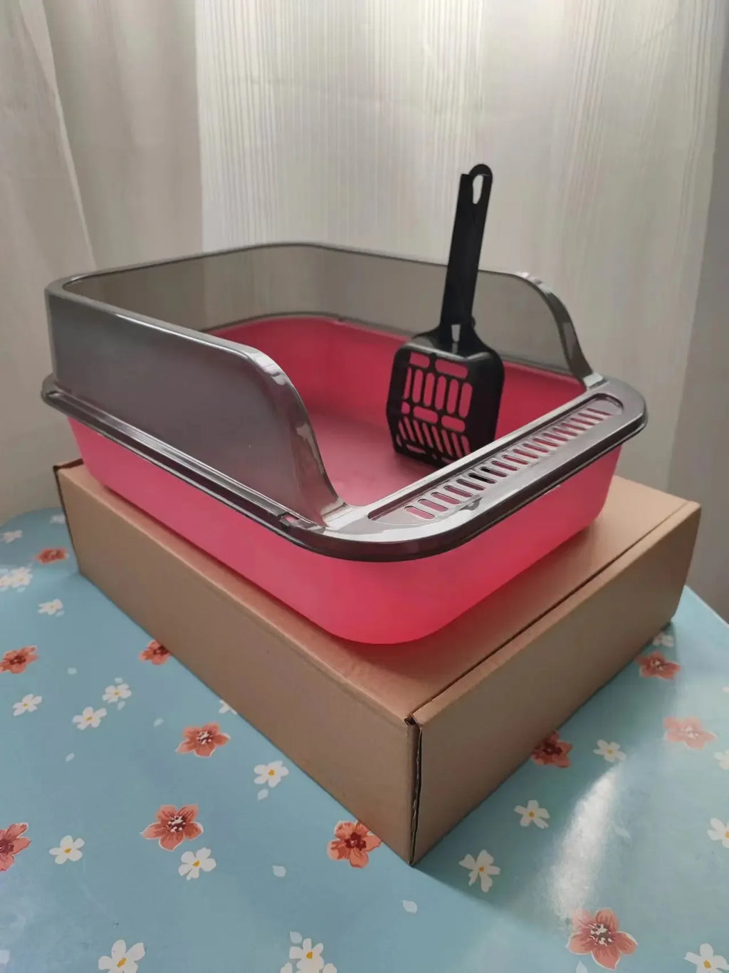 Cat Litter Box Set Large Fence Semi Enclosed Cat Litter Box Thickened Cat Toilet with Cat Litter Scoop Pet Supplies Cat Litter