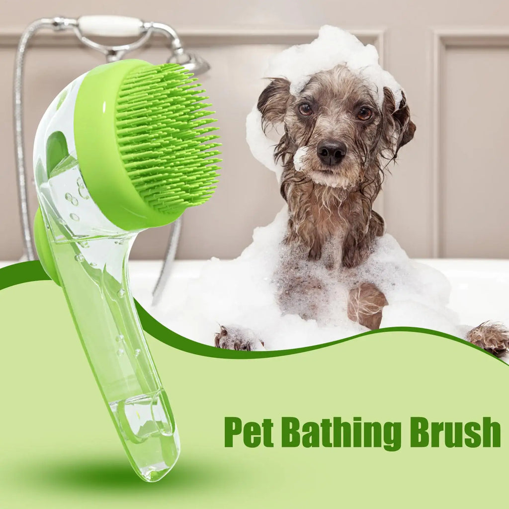 Dog Shampoo Brush Bathing Brush for Dog Bath Gentle Scrub Massager with Soap Dispenser Portable Washer Tool for Shower Massage